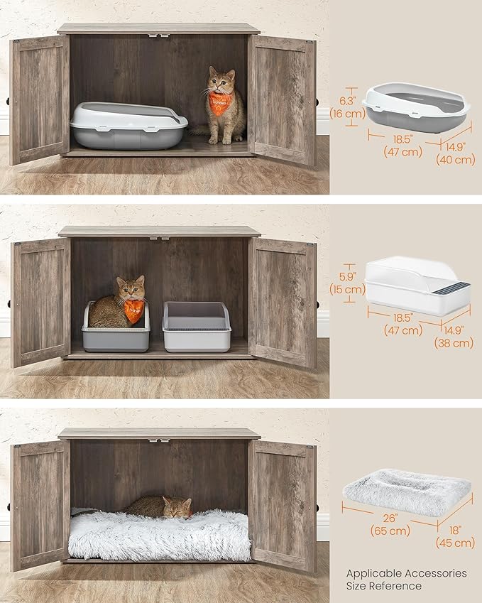 Feandrea Cat Litter Box Enclosure, Litter Box Furniture Hidden, Indoor Cat House - Image 3