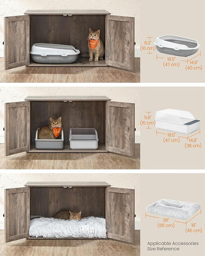 Feandrea Cat Litter Box Enclosure, Litter Box Furniture Hidden, Indoor Cat House - Image 3