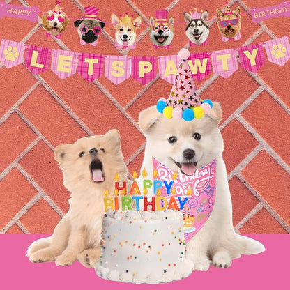 Happy Girl Dog Puppy Doggy Pet Birthday Burthday Party Supplies Hat Bandana - Image 6