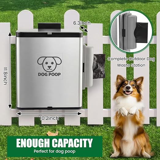 Dog Poop Trash Can Outside, 2.1 Gallon Dog Waste Container - Image 2