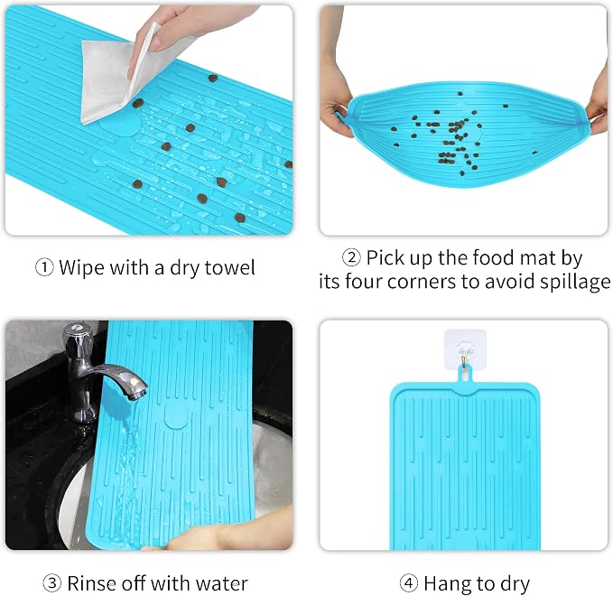 Ptlom Pet Placemat for Dog and Cat, Anti-Slip Waterproof Dogs Feeding Mat - Image 6