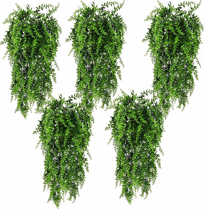 HERCOCCI 5 Pack Reptile Plants, Terrarium Hanging Plants Vines Artificial by HERCOCCI