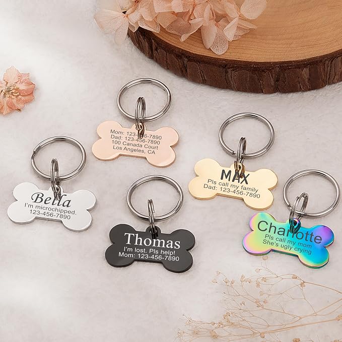 Anavia Personalized Pet ID Tags, Stainless Steel Glossy Laser Engraved Dog Cat - Image 8