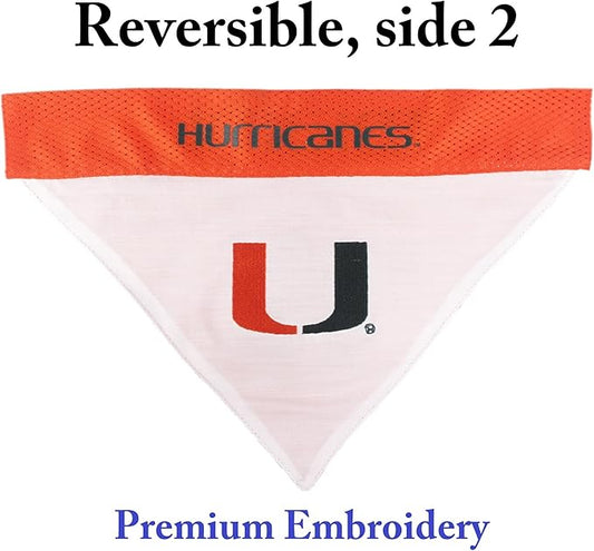 Pets First Collegiate Pet Accessories, Reversible Bandana, Miami Hurricanes - Image 2