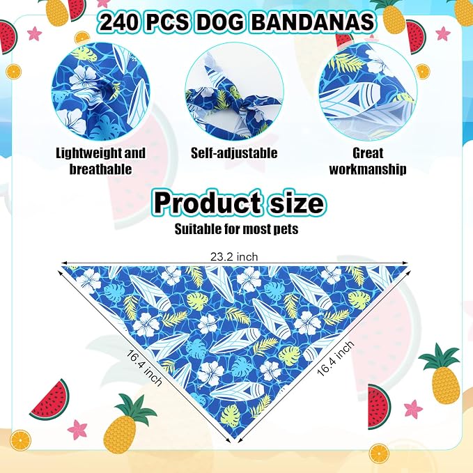 Aliceset 180 Pcs Summer Pet Dog Bandana Bulk Fruit Bandanas - Image 2