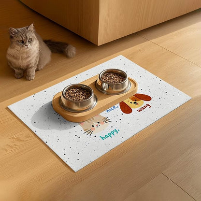 Pet Feeding Mat 24x16 inch Cat and Dog Print Meal Pad Non Slip Floor Mat - Image 9
