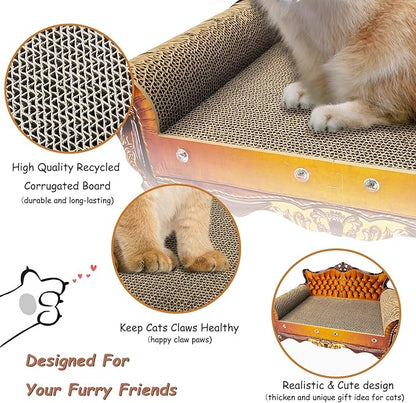 Luxury Cardboard Cat Scratcher Sofa Bed, Couch Shaped Cat Scratching Board - Image 3