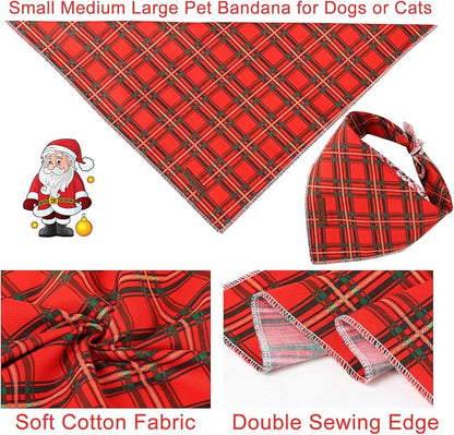 Christmas Dog Bandana, Christmas Red Plaid Man Triangle Bid Scarf - Image 5
