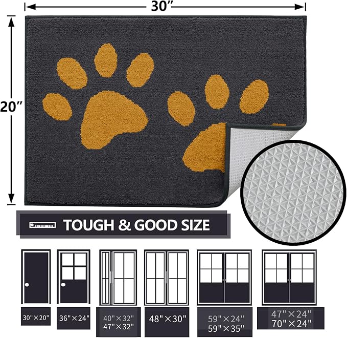 Buganda Dog Door Mat for Muddy Paws, Absorbent Dirt Trapper Washable Indoor - Image 2