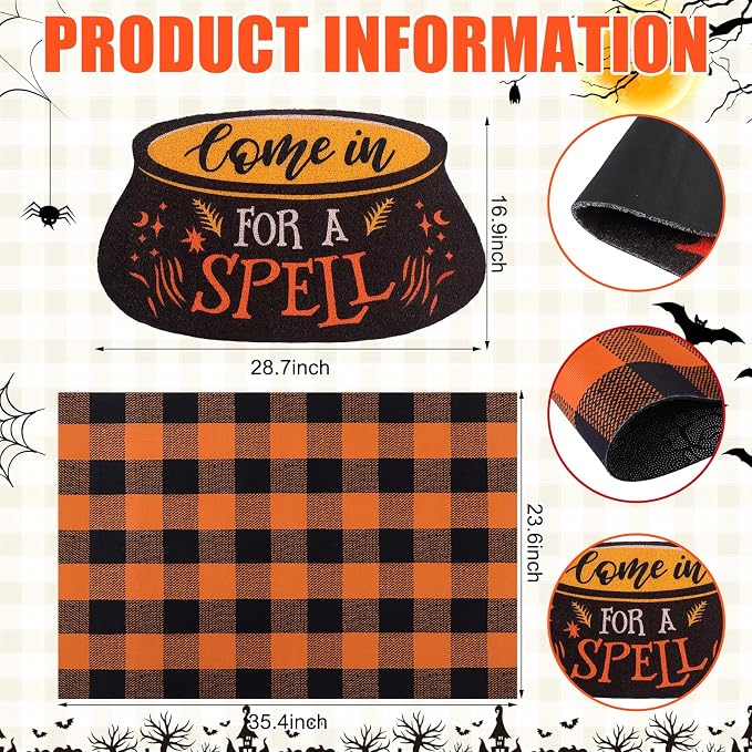 Tinideya 2 Pcs Halloween Door Mat Come in - Image 2