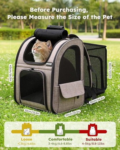 Pecute Cat Backpack Carrier Expandable, Pet Backpack - Image 2