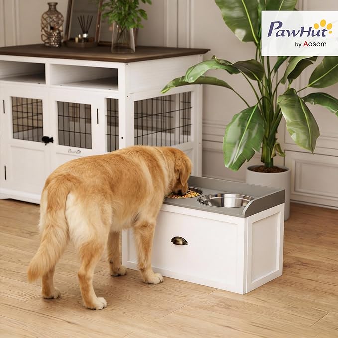 PawHut Large Elevated Dog Bowls - Image 2