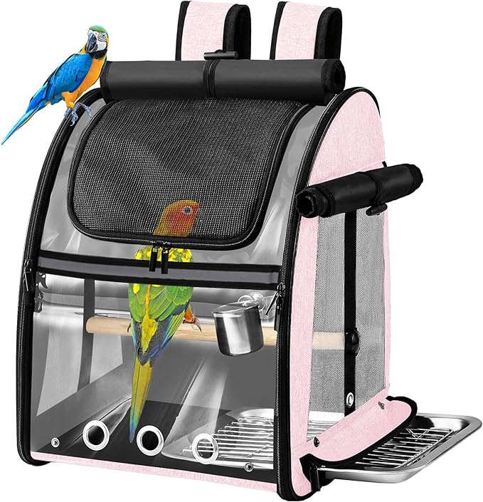 SUERTREE Bird Carrier Bag with Indestructible Stainless Steel Mesh, Bird Travel by Suertree