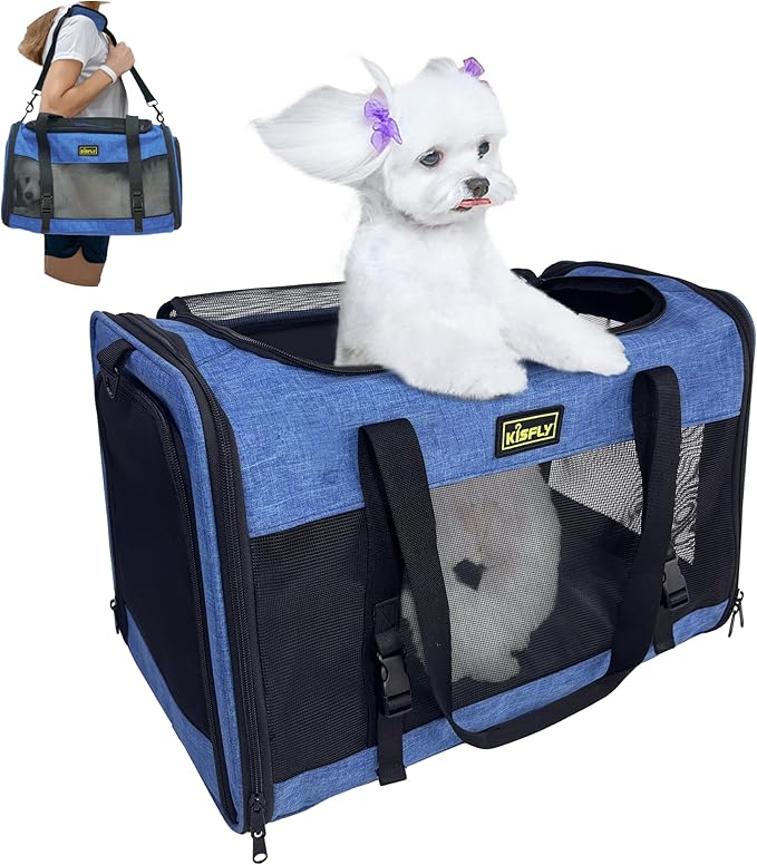 Dog Carriers for Small Dogs, Large Cat & Bunny, Foldable Soft-Sided Pet Travel by KISFLY