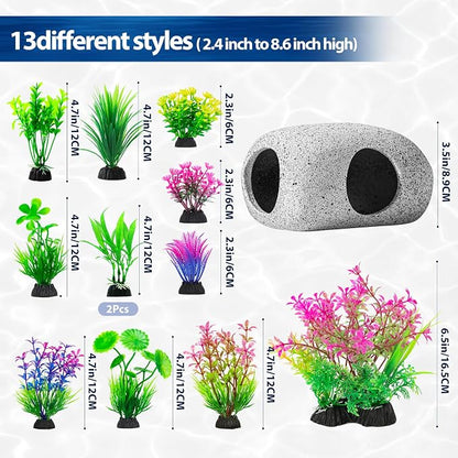 CousDUoBe 13Pcs Aquarium Hideaway Rock Cave Fish Tank Decorations quarium - Image 4