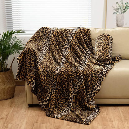 Bnuitland Leopard Print Fleece Flannel Throw Blanket by BNUITLAND