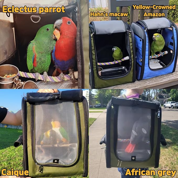Birds Day Bird Carrier Backpack-Parrot Travel Cage - Image 7