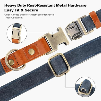 Plutus Pet Genuine Leather & Hemp Dog Collar – Adjustable Heavy Duty Pet Collar - Image 5