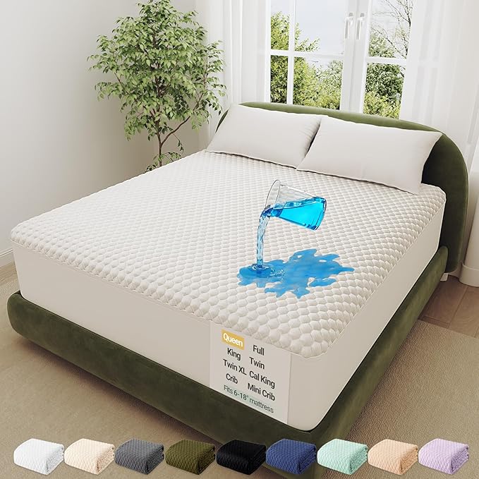 OhGeni 100% Waterproof Mattress Protector, Queen Size Mattress Soft Pad by OhGeni