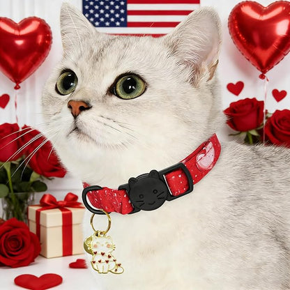 Valentine Cat Collar-2 Pack Collars Red and Black Heart Print Breakaway - Image 5