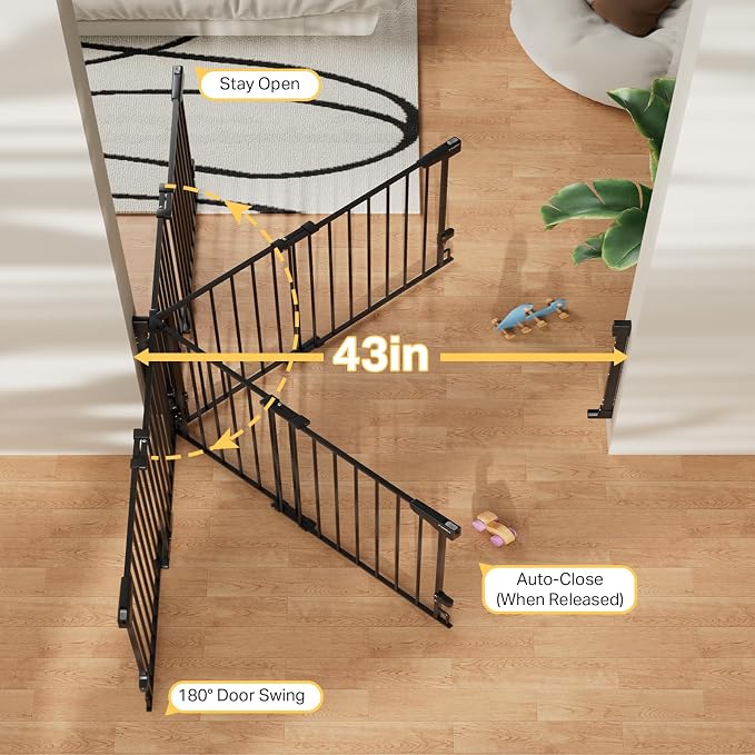 Cumbor 34" Extra Tall No Bottom Bar Baby Gate - Image 7