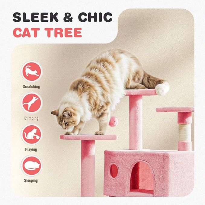 Cat Tree 54 Inch, Sisal Scratching Posts and Climbing Ladder, Pet Play Toy - Image 4