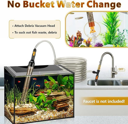 hygger Bucket-Free Aquarium Water Change Kit Metal Faucet Connector Fish Tank - Image 2