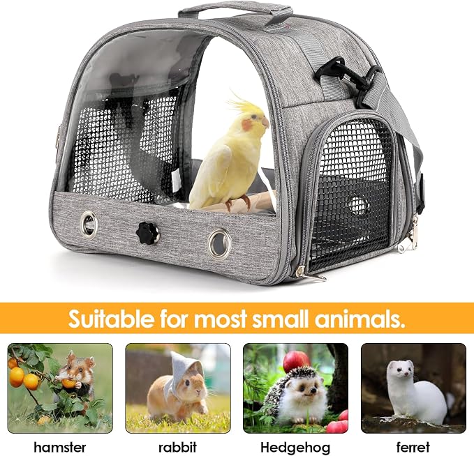 Bird Travel Carrier with Perch Parakeet Backpack Carriers with Stainless Steel - Image 2