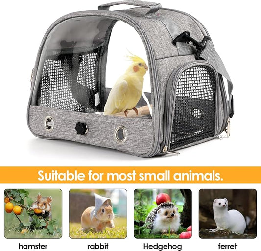 Bird Travel Carrier with Perch Parakeet Backpack Carriers with Stainless Steel - Image 2