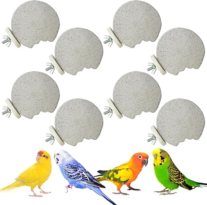 PINVNBY 8 PCS Bird Perch Parrot Beak Grinding Stone Calcium Mineral Parrot by PINVNBY