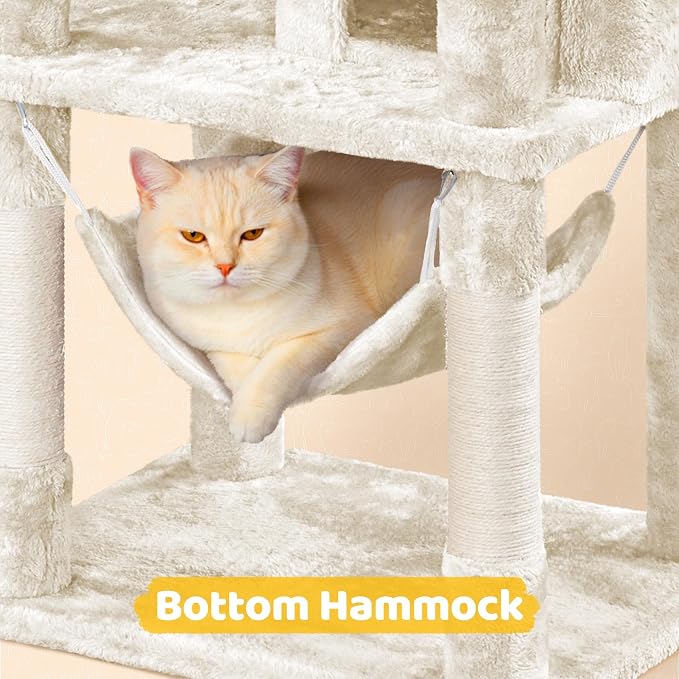 Yaheetech Cat Tree, 67in Large Tower w/ 3 Removable Teaser Sticks, 2 Kitten-Ear - Image 6