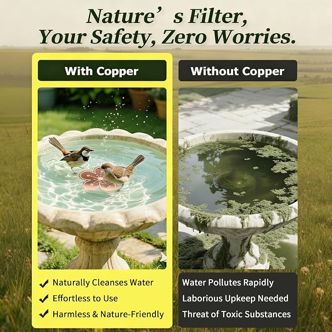 Bird Bath Copper Disk, 99.9% Pure Copper Disk, 5-Point Support, Solar Fountain - Image 2