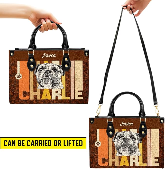 Personalized Pet Mom Leather Handbag – Custom Name Dog Cat Photo Purse - Image 5