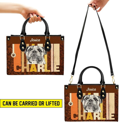 Personalized Pet Mom Leather Handbag – Custom Name Dog Cat Photo Purse - Image 5