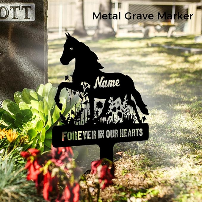 Personalized Horse Grave Marker Custom Memorial Stake, Metal Graveside Sign - Image 3
