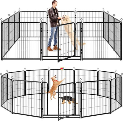 Dog Playpen Outdoor Extra Wide 12 Piece Panels Heavy Duty Dog Fence 32" Height by Committedtobetterpetlife