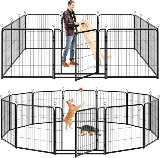 Dog Playpen Outdoor Extra Wide 12 Piece Panels Heavy Duty Dog Fence 32" Height by Committedtobetterpetlife