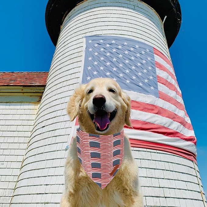 ADOGGYGO American Flag Dog Bandana 2 Pack, Reversible White Red USA Flag Pet - Image 2