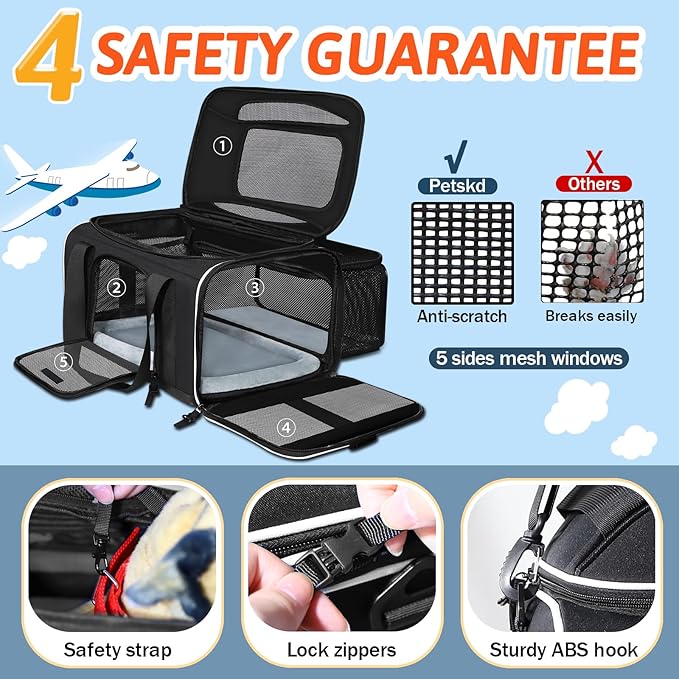Petskd Top and Side Expandable Pet Carrier 18x11x11 Inches Delta United Airline - Image 5