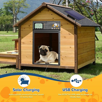 Dog Door, Solar & USB Rechargeable Pet Door, Timer & Light Sensor Modes Doggy - Image 5