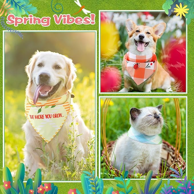 Sweetude 100 Pcs Spring Plaid Dog Bandanas Bulk - Image 2