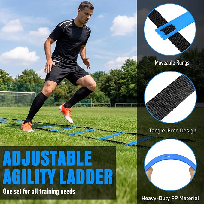 Agility Ladder, Soccer Football Training Equipment Set - 20ft Speed Ladder - Image 5