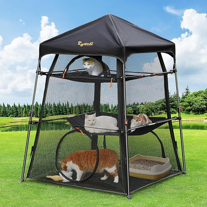 Extra Large Catio Outdoor Cat Enclosure, Rywell 3-Tier Spacious Outdoor Cat Tent by Rywell