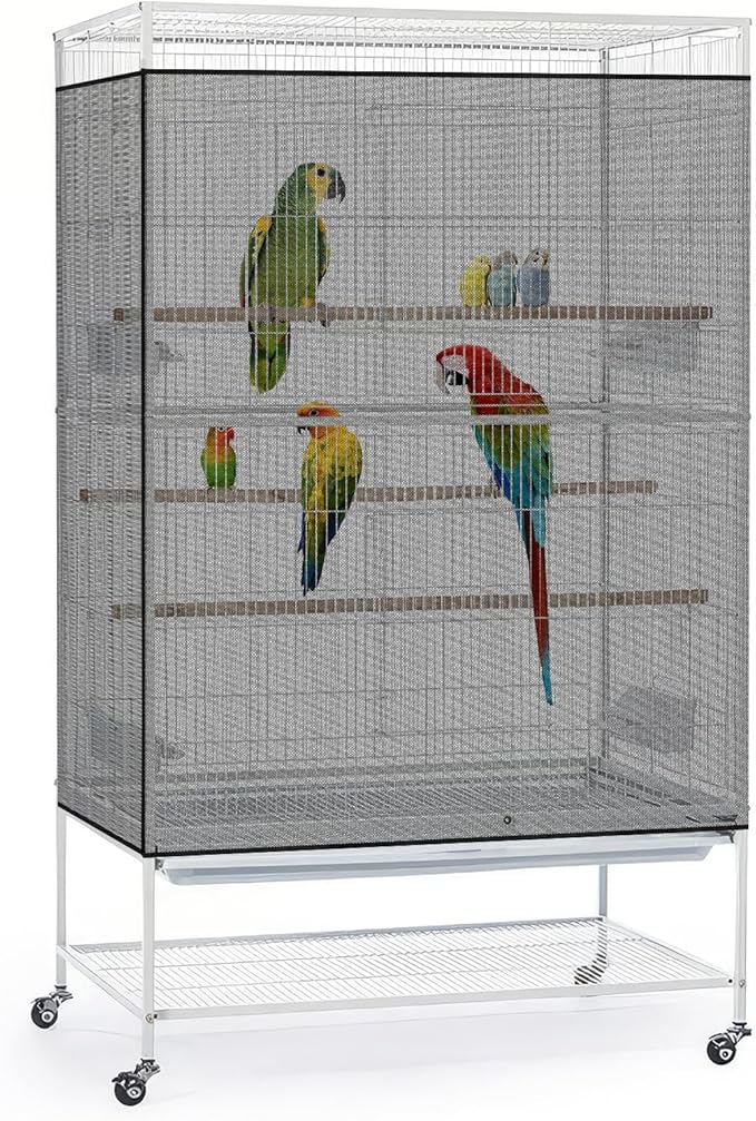 Bissap Bird Cage Seed Catcher, 90-118‘’ Universal Birdcage Net Nylon 31.8'' H by Bissap