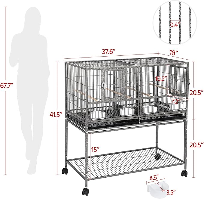 Yaheetech Stackable Divided Breeder Breeding Parakeet Bird Cage - Image 2