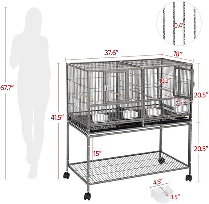 Yaheetech Stackable Divided Breeder Breeding Parakeet Bird Cage - Image 2