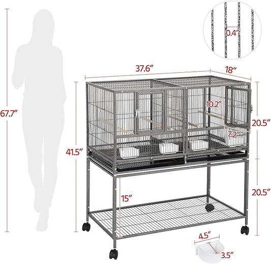 Yaheetech Stackable Divided Breeder Breeding Parakeet Bird Cage - Image 2