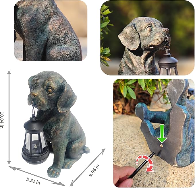 Solar Resin Dog Statue - Image 3