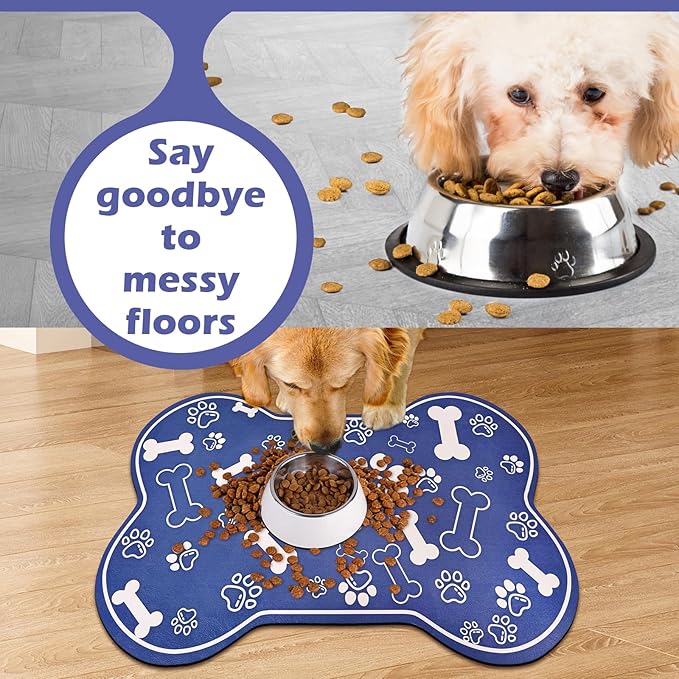 Dog Cat Mat for Food and Water, Rapid Absorbent Pet Feeding Mat, Bone Shaped - Image 4