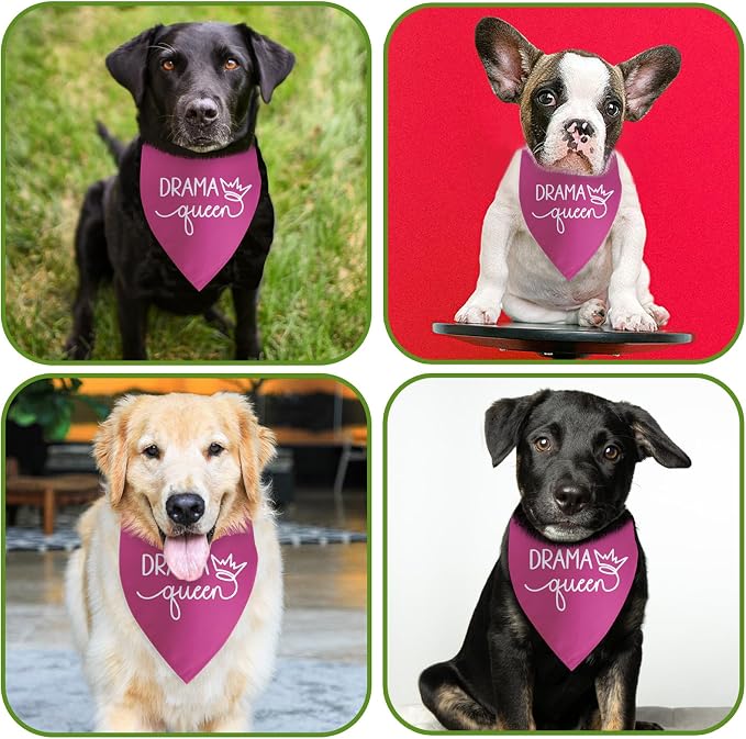 Drama Queen Printed Dog Bandana Funny Dogs Mom Birthday Gifts Pink Dog Bandana - Image 4